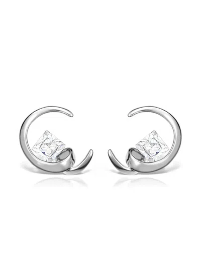 Obsidian Arc Earrings In Silver