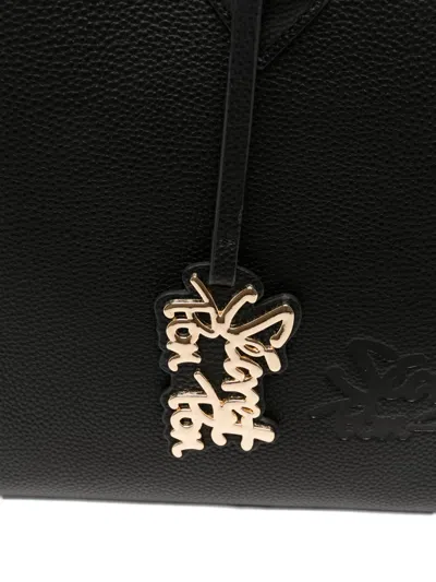 Secret Pon-pon Leather Shoulder Bag In Black