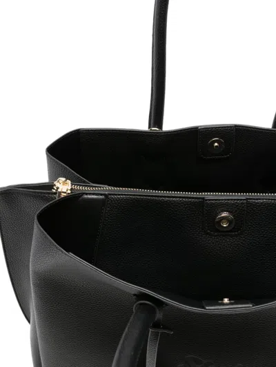 Secret Pon-pon Leather Shoulder Bag In Black