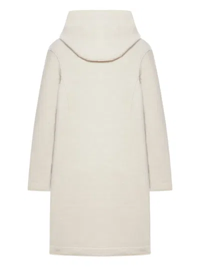 Transit Comfort Fit Hooded Jacket In Boiled Wool In Neutral