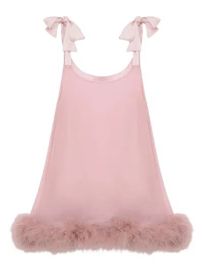Gilda & Pearl Brief Encounter Feather-trim Babydoll In Pink