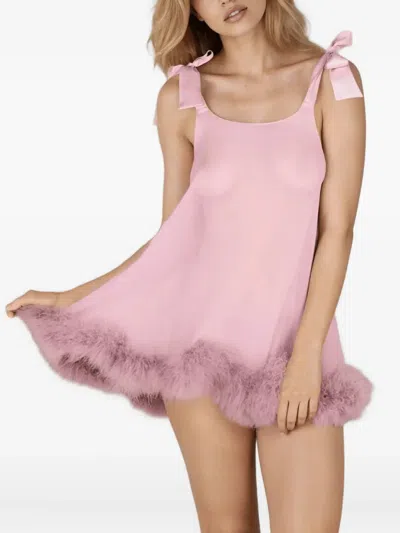 Gilda & Pearl Brief Encounter Feather-trim Babydoll In Pink