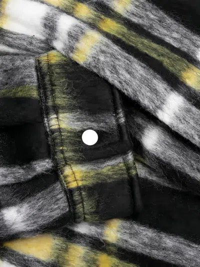 Represent Textured Overshirt With Classic Collar And Button-down Front In Black