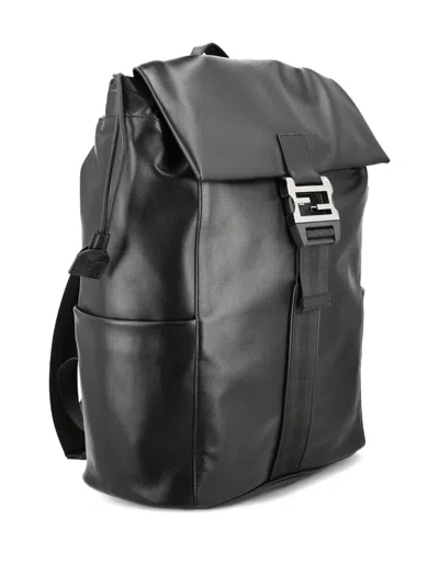 Fendi Flap Backpack In Black