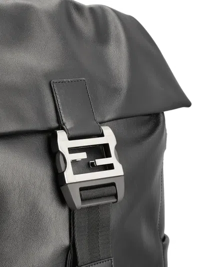 Fendi Flap Backpack In Black