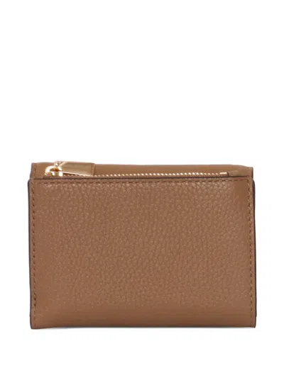 Michael Kors Tri-fold Leather Wallet In Brown