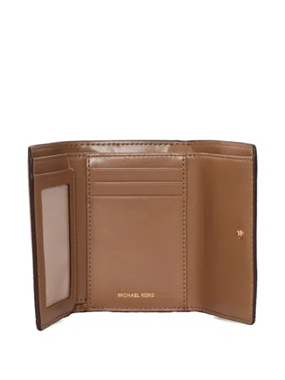 Michael Kors Tri-fold Leather Wallet In Brown
