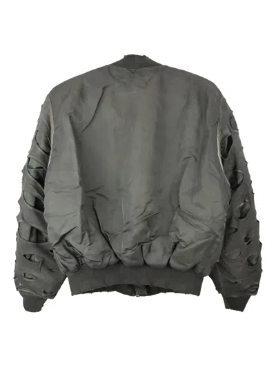 Alexander Digenova Double-layer Distressed Bomber Jacket In Green