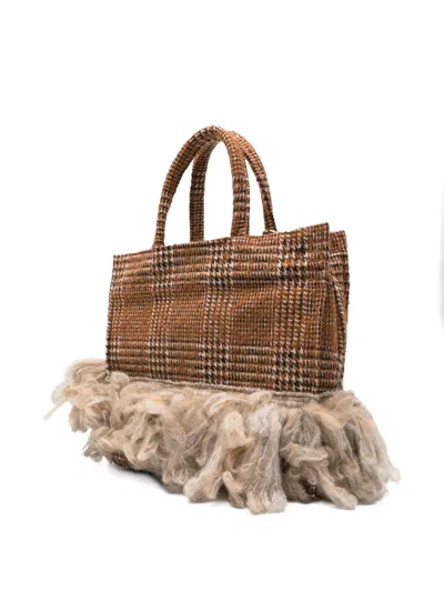 格纹流苏托特包