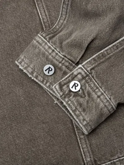 Represent Green Jacket With Classic Collar And Logo Plaque On The Front In Denim Man In Gray