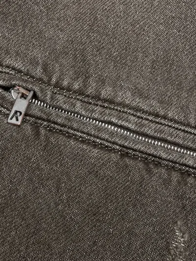 Represent Green Jacket With Classic Collar And Logo Plaque On The Front In Denim Man In Gray