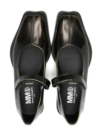 Mm6 Maison Margiela Strap Leather Ballerinas In Black