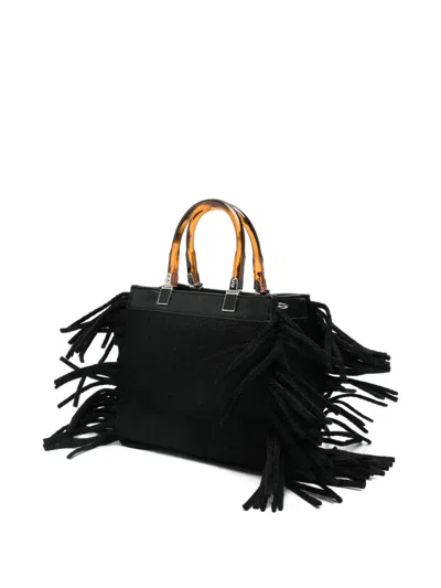 Secret Pon-pon Secret Pom Pom Fringe Bag In Black