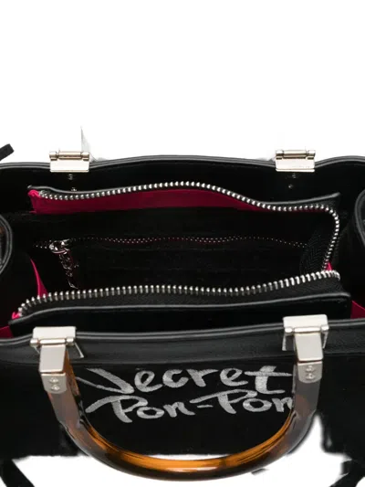 Secret Pon-pon Secret Pom Pom Fringe Bag In Black