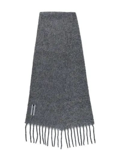 Our Legacy Rectangular Scarf Fringed Edges In Gray