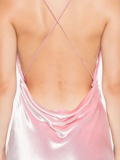 Alberta Ferretti Soft Cowl Neck Long Velvet Gown In Pink