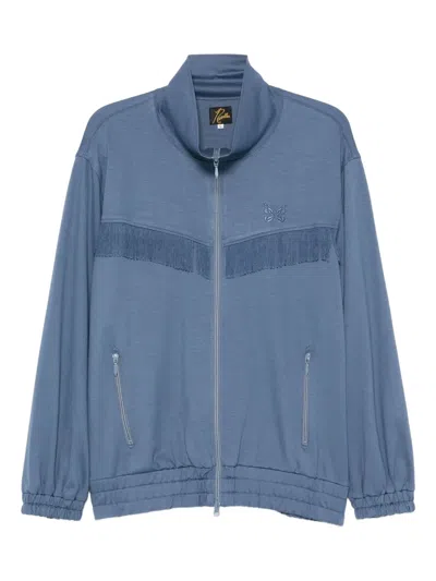 Needles Fringed Sweatshirt With Elastic Cuffs And Pockets In Blue