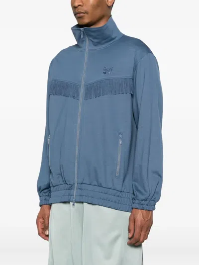 Needles Fringed Sweatshirt With Elastic Cuffs And Pockets In Blue