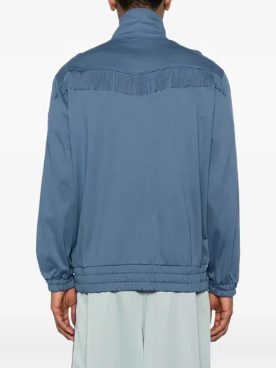 Needles Fringed Sweatshirt With Elastic Cuffs And Pockets In Blue