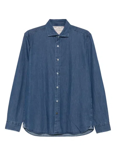 Alley Docks 963 Long-sleeve Denim Shirt In Blue