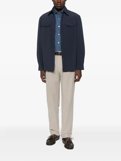 Alley Docks 963 Long-sleeve Denim Shirt In Blue