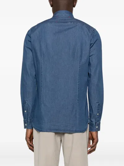 Alley Docks 963 Long-sleeve Denim Shirt In Blue