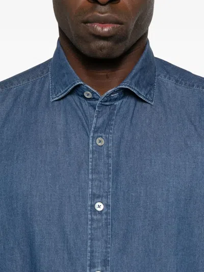 Alley Docks 963 Long-sleeve Denim Shirt In Blue