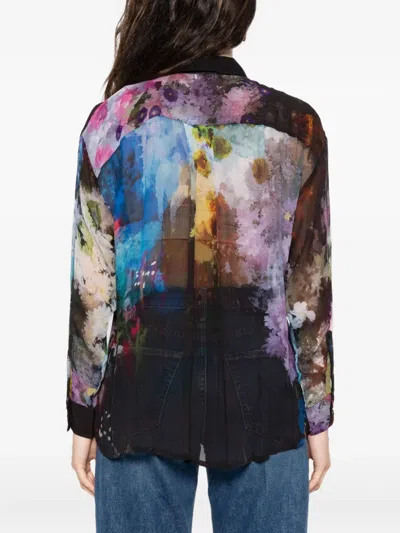 Yavi Abstract-print Silk Shirt In Blue