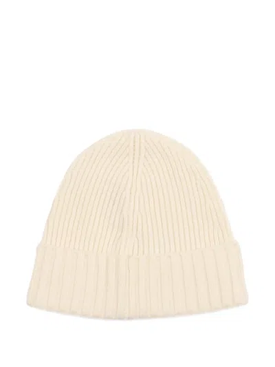 Stone Island Ribbed Beanie In Neutral
