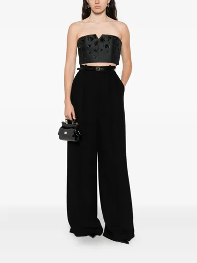 Alberta Ferretti Peserico Ebony Brown Virgin Wool Two-fabrics Dress In Black