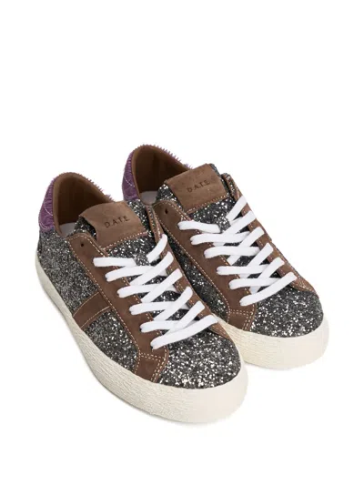 Date D.a.t.e. Low-top Glitter Sneakers In Silver