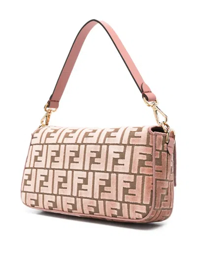 Fendi Medium Baguette Ff-pattern Shoulder Bag In Brown