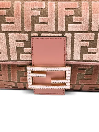 Fendi Medium Baguette Ff-pattern Shoulder Bag In Brown