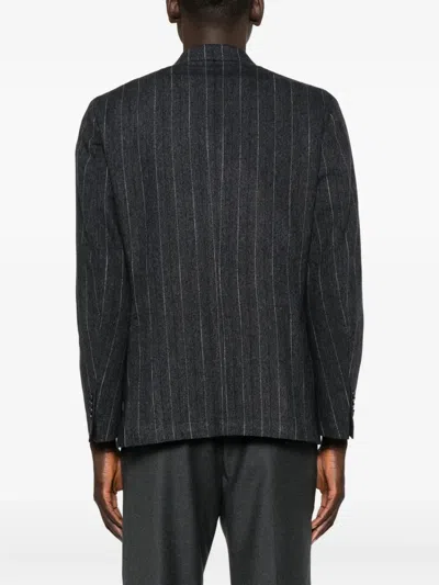Manuel Ritz Nuvola Double-breasted Pinstripe Blazer In Black
