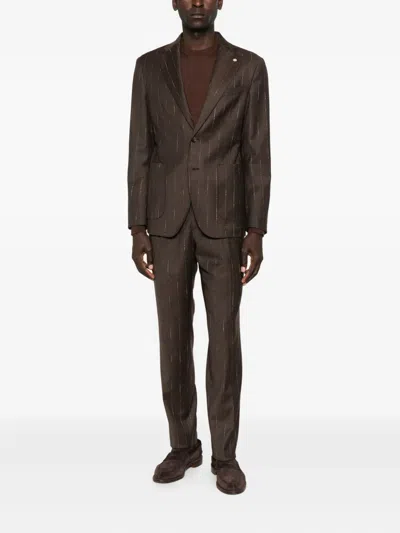 Manuel Ritz Wool-blend Single-breasted Suit In Brown