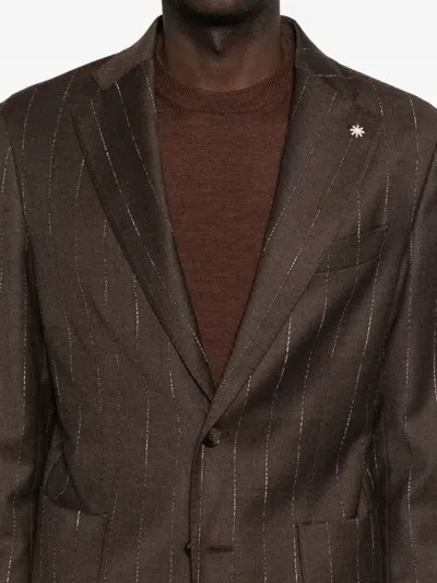 Manuel Ritz Wool-blend Single-breasted Suit In Brown