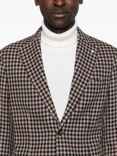 Manuel Ritz Checked Blazer In Brown