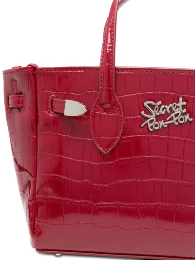 Secret Pon-pon Secret Pon Pon Crocodile Print Shoulder Bag In Red