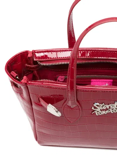 Secret Pon-pon Secret Pon Pon Crocodile Print Shoulder Bag In Red