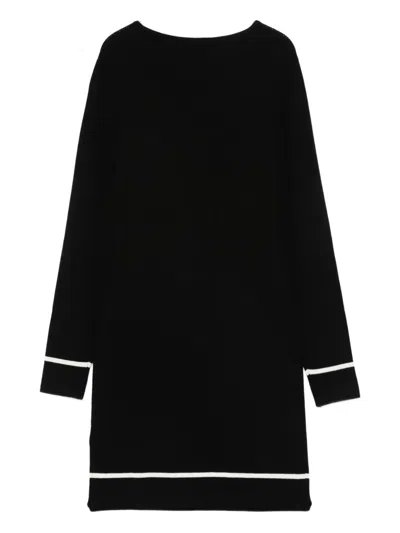 Liu •jo V-neck Logo-embellished Dress In Black