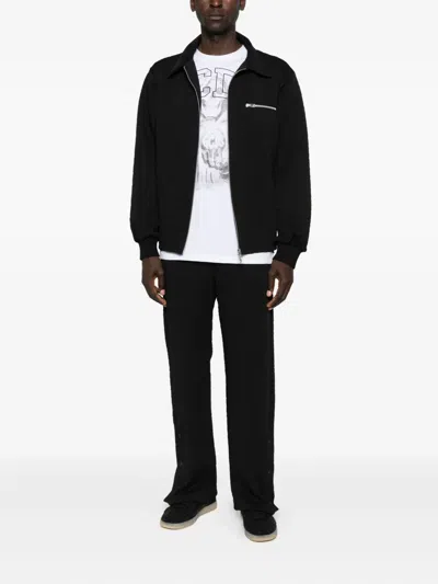 Gcds Cotton Zip-up Jacket In Black