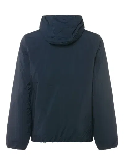 K-way Hooded Jacket With Side Pockets And Cuffs In Blue