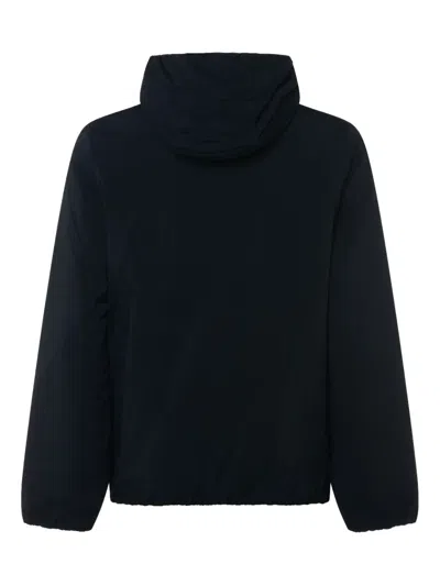 K-way Hooded Jacket With Side Pockets And Cuffs In Blue