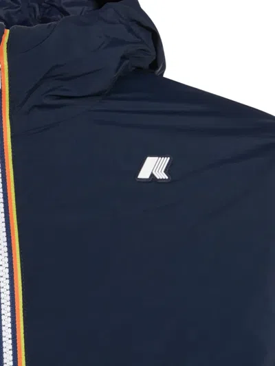 K-way Hooded Jacket With Side Pockets And Cuffs In Blue