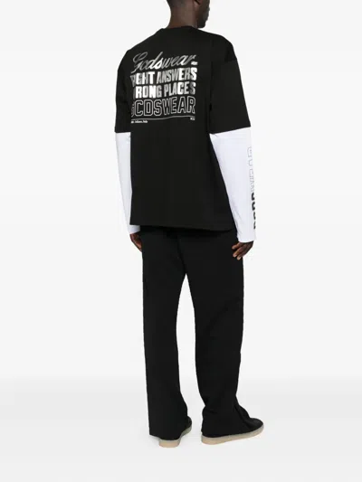 Gcds Printed Long Sleeve T-shirt With Graphic Design In Black