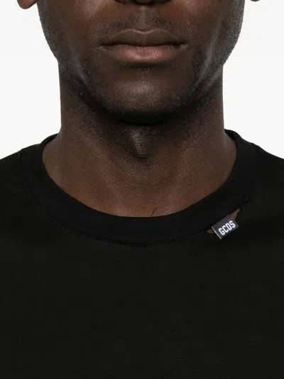 Gcds Printed Long Sleeve T-shirt With Graphic Design In Black