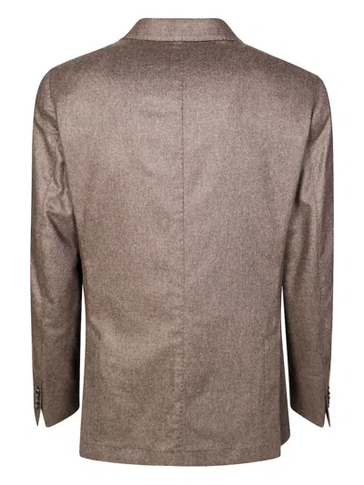 Santaniello Double-breasted Cashmere-wool Blazer With Tailored Trousers In Brown