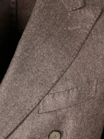 Santaniello Double-breasted Cashmere-wool Blazer With Tailored Trousers In Brown