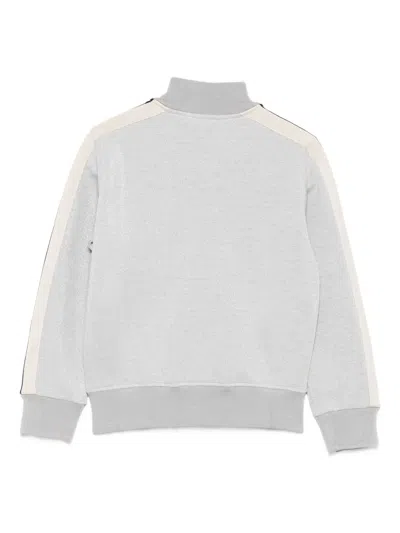 Palm Angels Kids Sporty Full-zip Sweater In Gray
