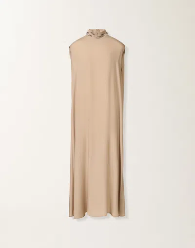 Fabiana Filippi Jewelled-embroidered Cape Maxi Dress In Brown